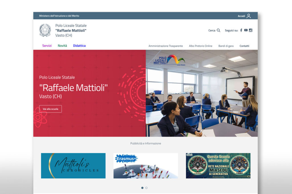Sito web del Polo Liceale Mattioli di Vasto realizzato da Omnibox