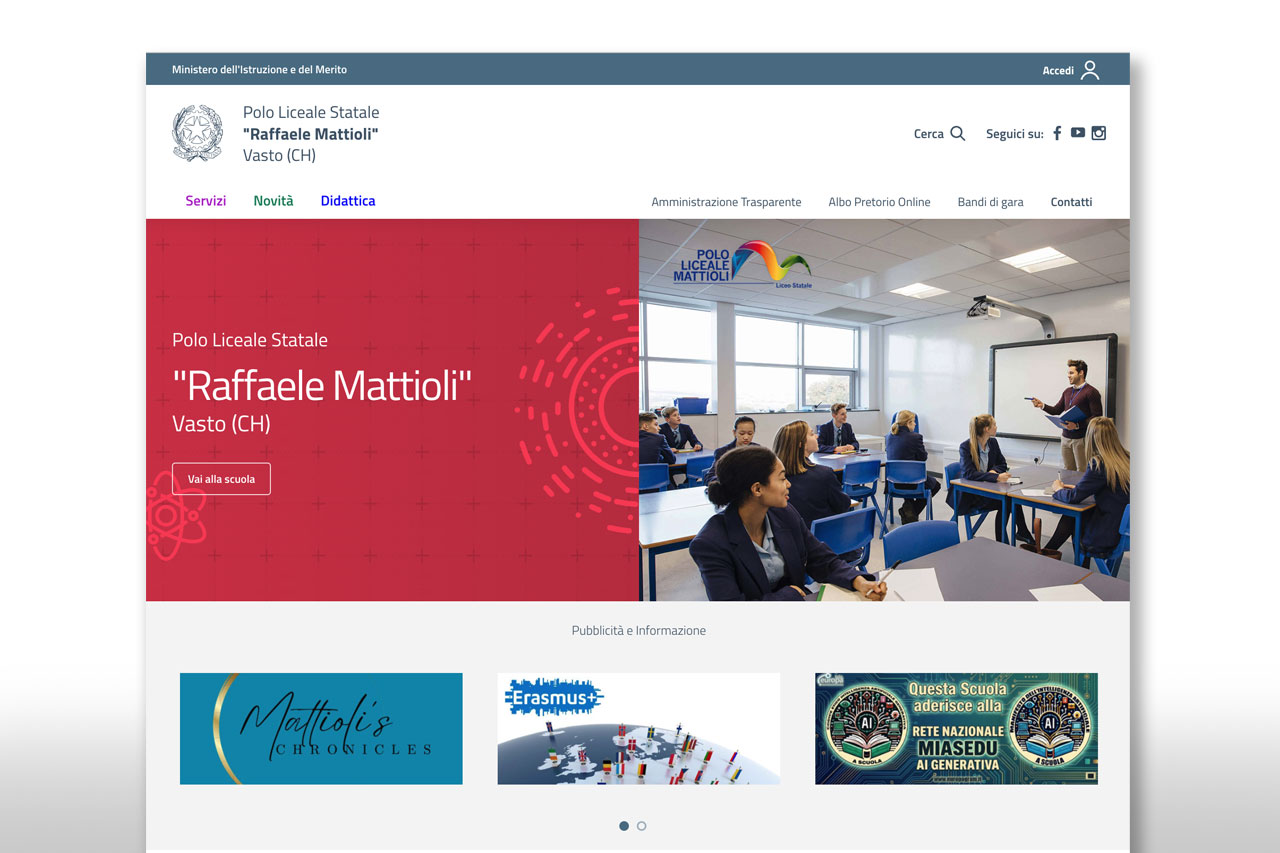 Sito web del Polo Liceale Mattioli di Vasto realizzato da Omnibox